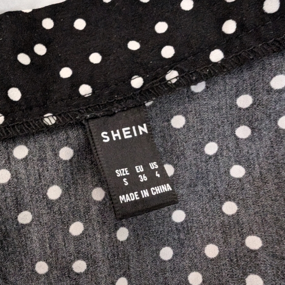 EUC Shein women's polka dot slit midi A-line skirt, black, S (EU 36/US 4) - Picture 6 of 10